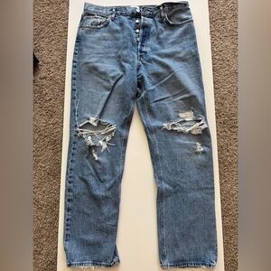 AGOLDE 90s Pinch Waist Distressed Jeans Denim Size 32 Medium Wash